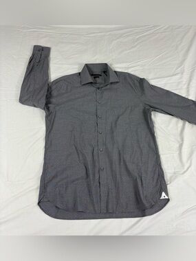 John Varvatos Mens Gray Slim Fit Long Sleeve Button Up Shirt 16.5 34/35
